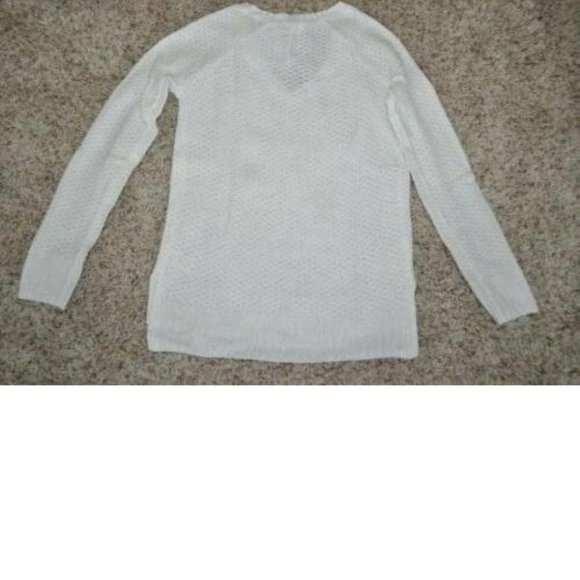 Womens Sweater SO White X-Small V-Neck Long Sleeve Raglan High Low Hem Metallic - Picture 3 of 3
